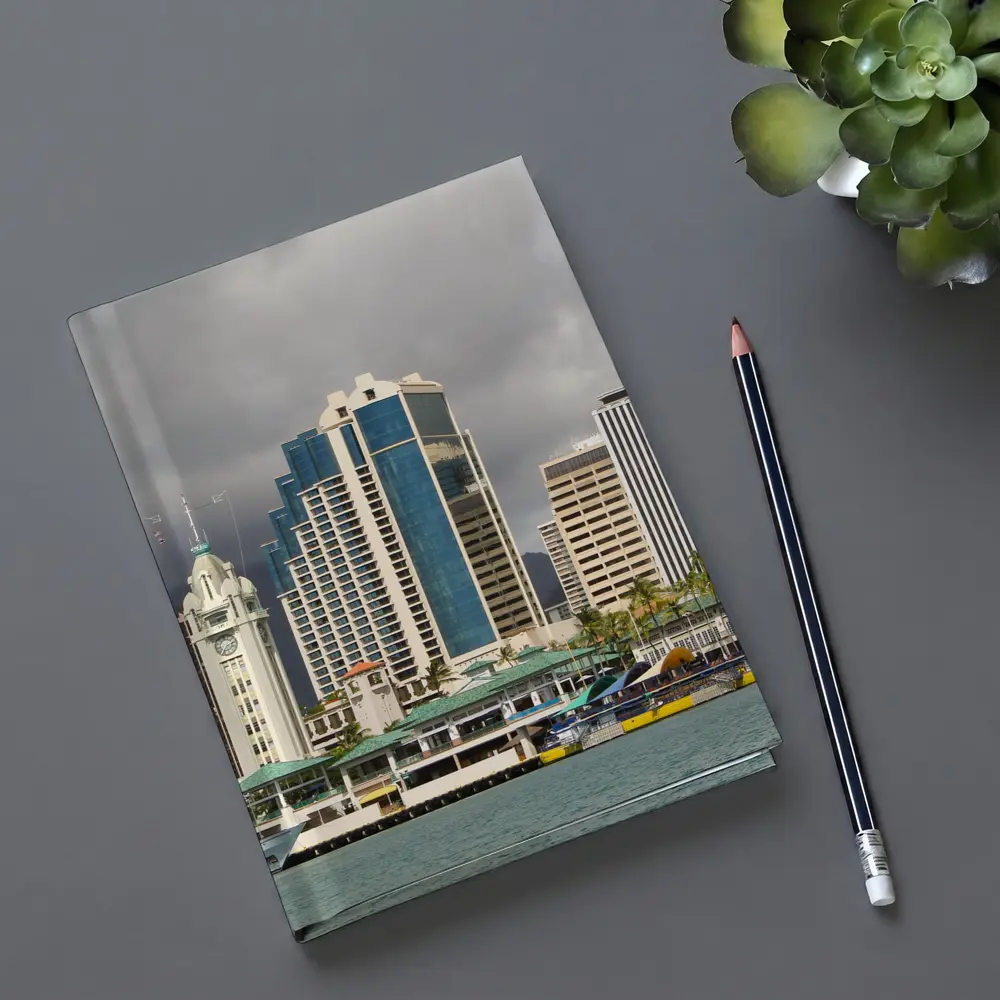 Honolulu Downtown Skyline Harbor Cloudy Day – Notebooks
