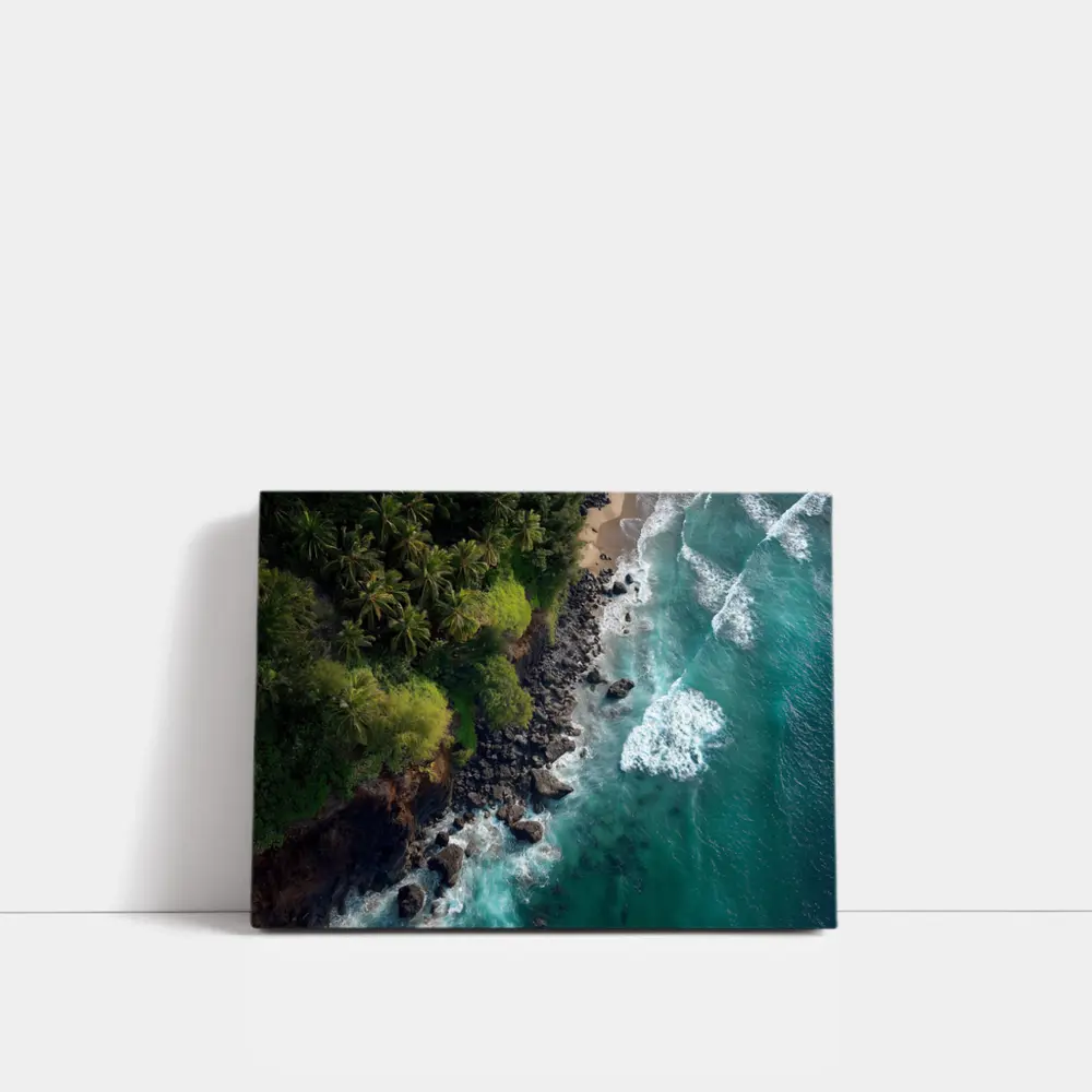 Aerial Tropical Coastline Rocky Shore Ocean – Wall Art