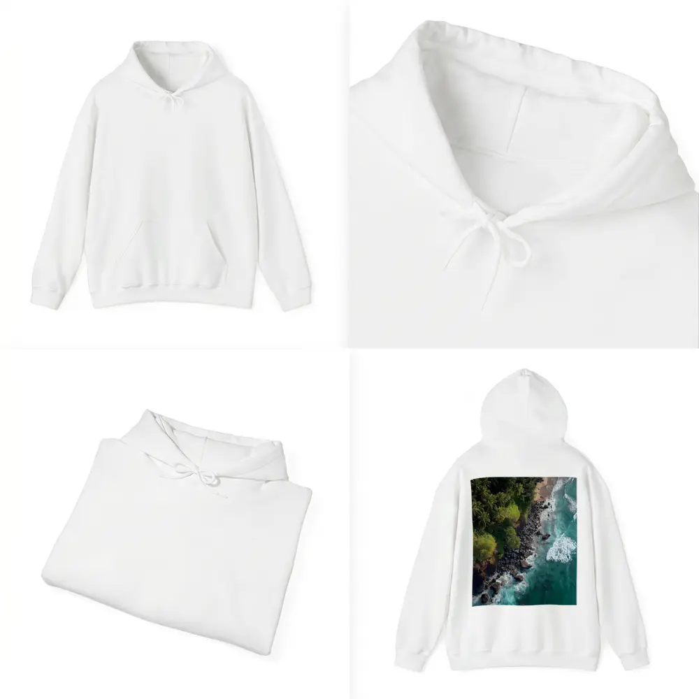 Aerial Tropical Coastline Rocky Shore Ocean – Hoodies