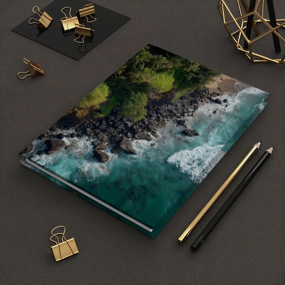 Aerial Tropical Coastline Rocky Shore Ocean – Notebooks