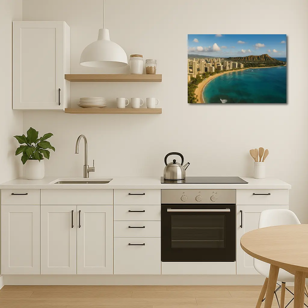 Waikiki Beach Diamond Head Aerial View – Wall Art
