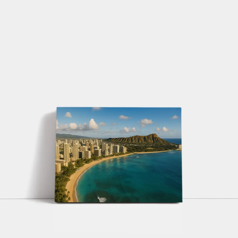 Waikiki Beach Diamond Head Aerial View – Wall Art