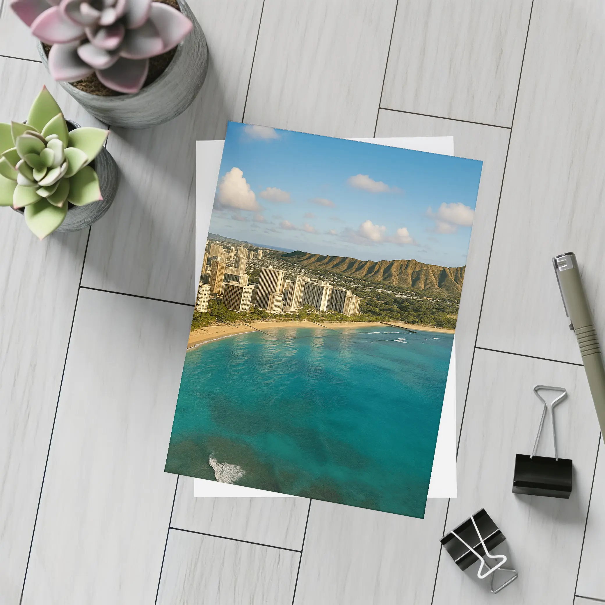 Waikiki Beach Diamond Head Aerial View – Postcards