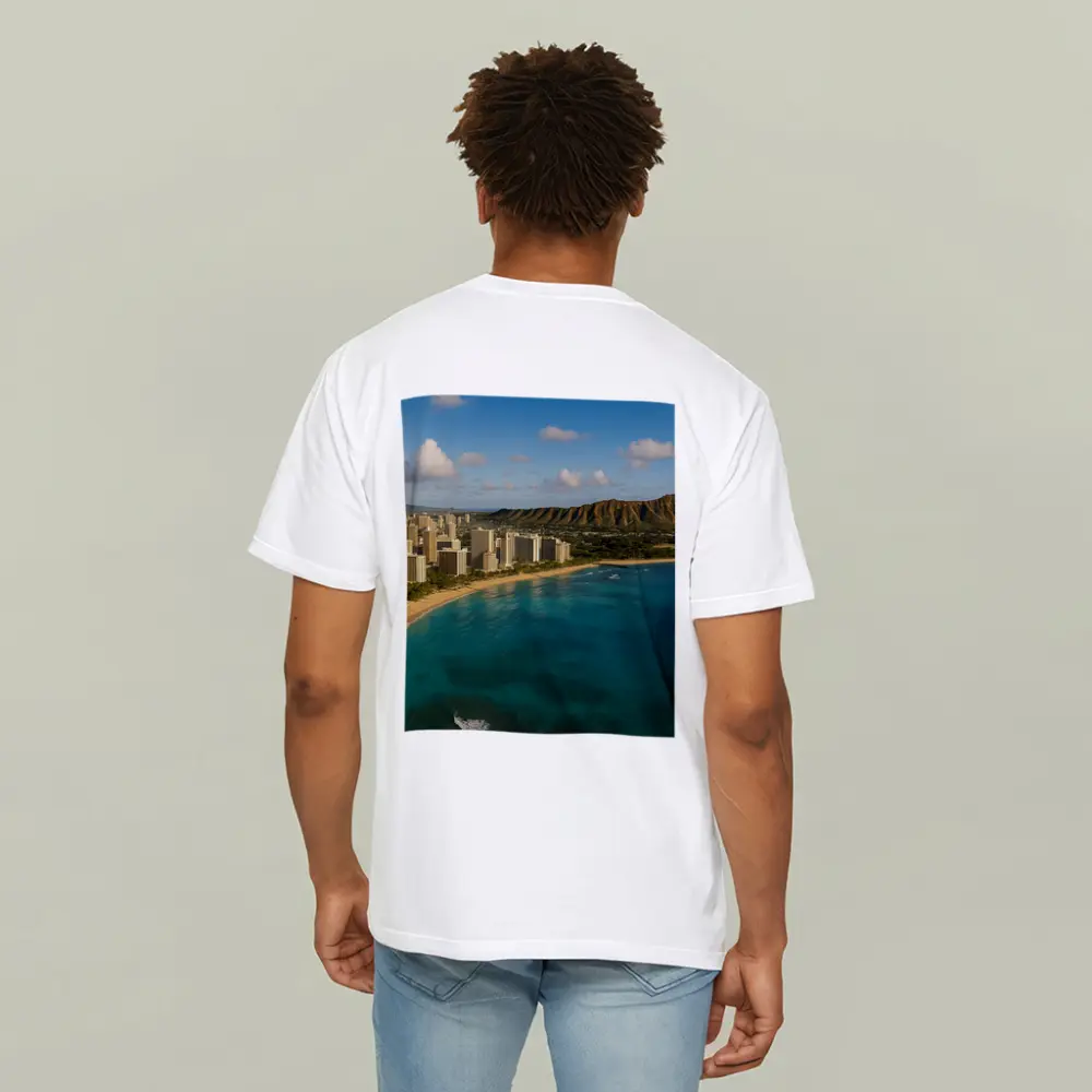 Waikiki Beach Diamond Head Aerial View – T-Shirts