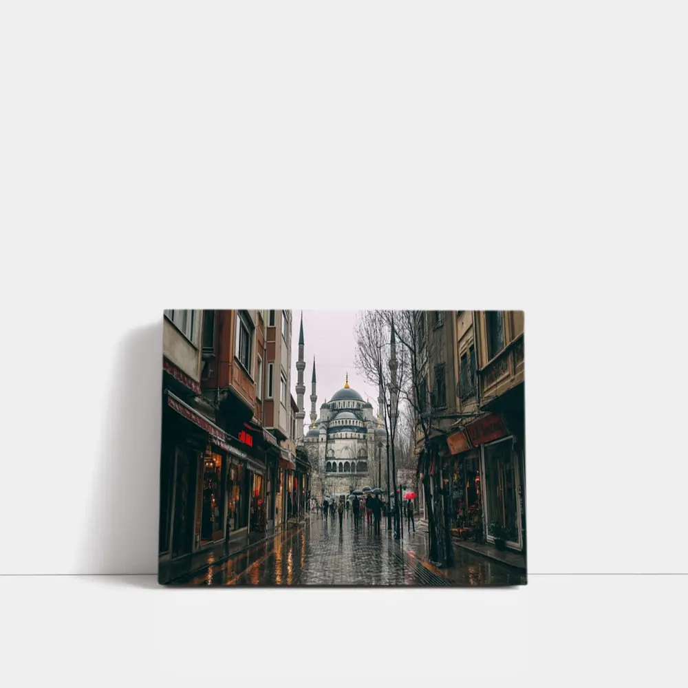 Istanbul Blue Mosque Rainy Street Scene – Wall Art