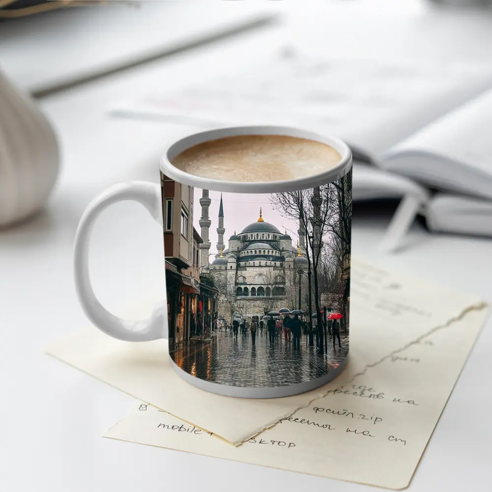 Istanbul Blue Mosque Rainy Street Scene – Mugs