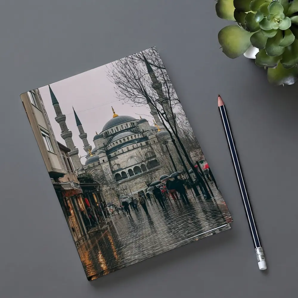 Istanbul Blue Mosque Rainy Street Scene – Notebooks