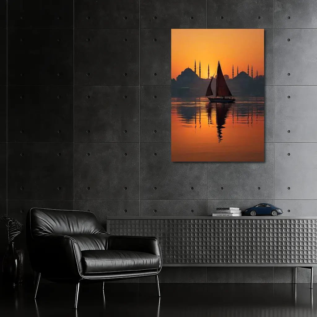 Istanbul Sailboat Sunset Bosphorus Mosque Silhouette – Wall Art