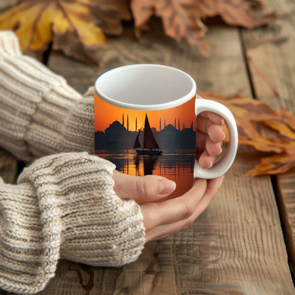 Istanbul Sailboat Sunset Bosphorus Mosque Silhouette – Mugs