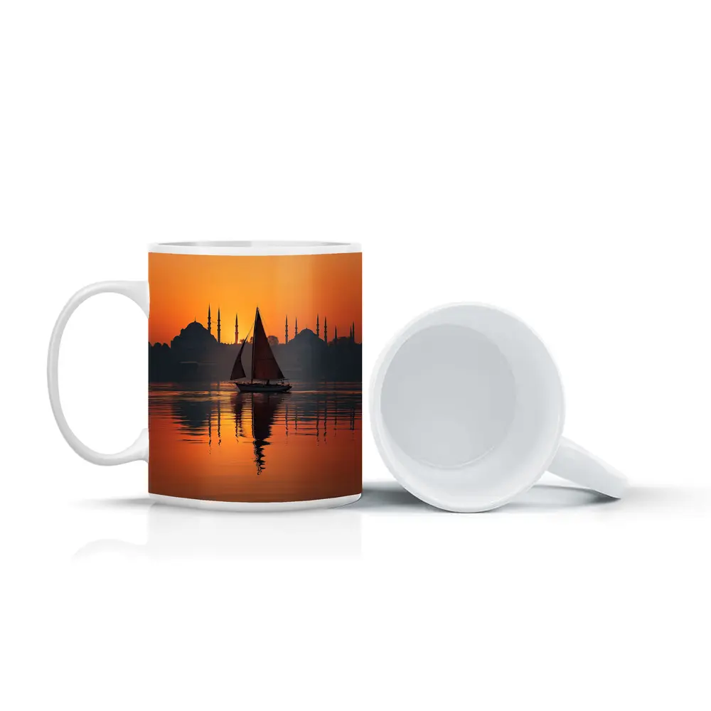 Istanbul Sailboat Sunset Bosphorus Mosque Silhouette – Mugs