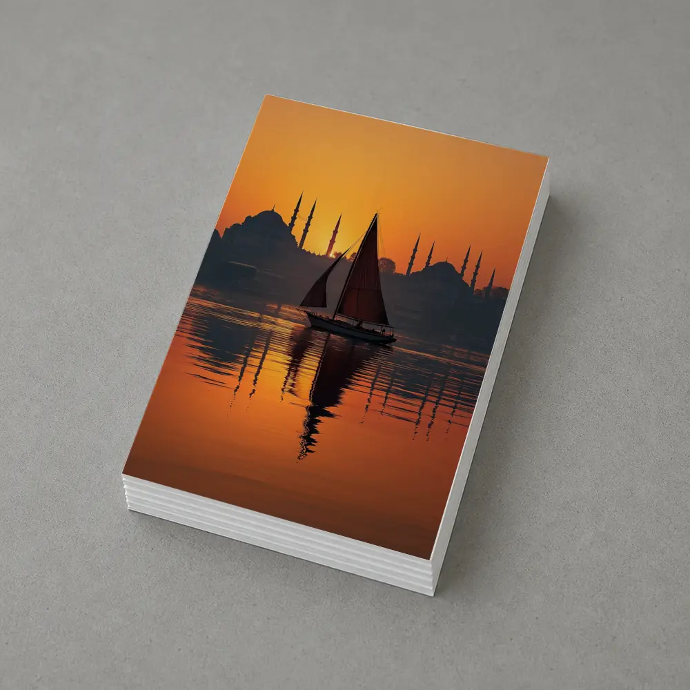 Istanbul Sailboat Sunset Bosphorus Mosque Silhouette – Postcards