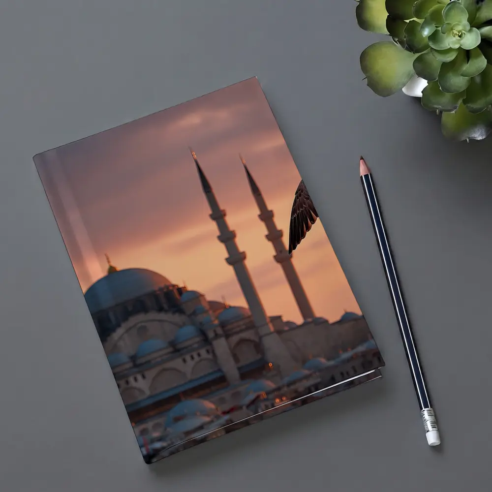 Seagull Flying Over Istanbul Mosque Sunset – Notebooks
