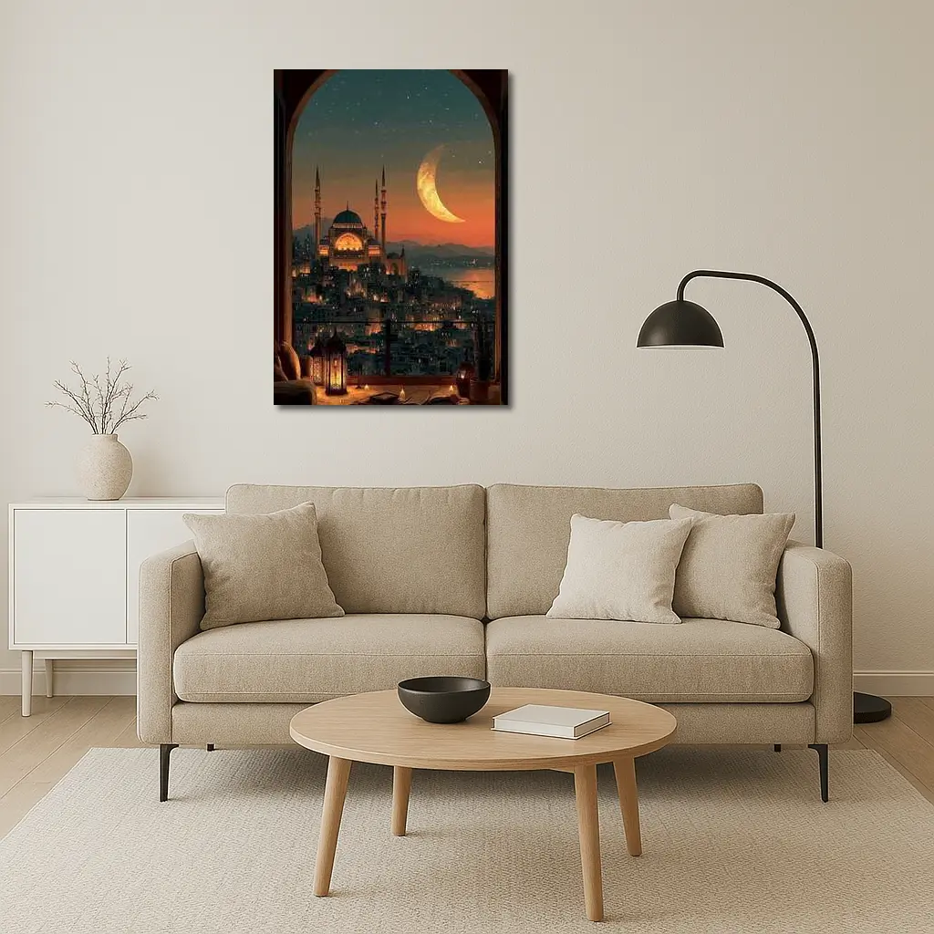 Istanbul Mosque Crescent Moon Night Sky – Wall Art