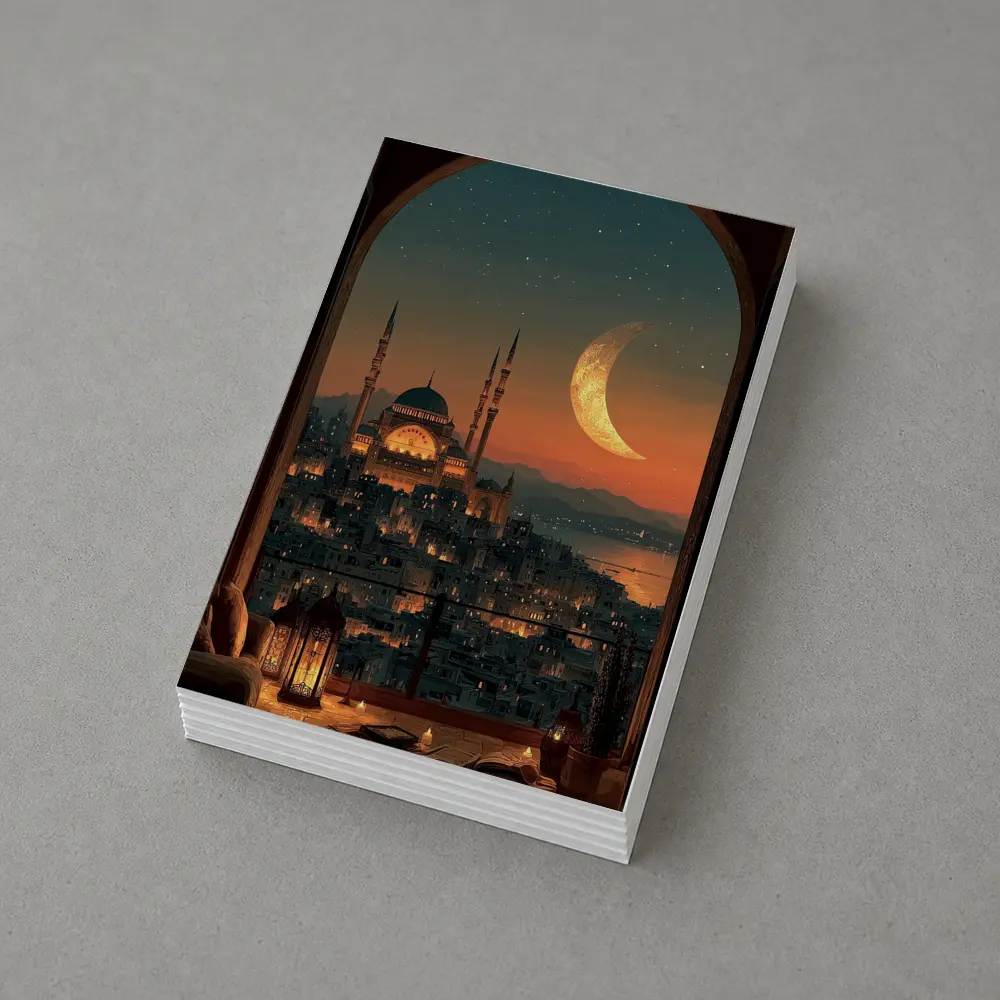 Istanbul Mosque Crescent Moon Night Sky – Postcards