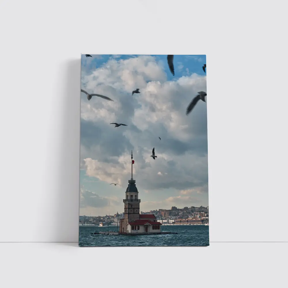Maiden Tower Istanbul Bosphorus Seagulls Sky – Wall Art