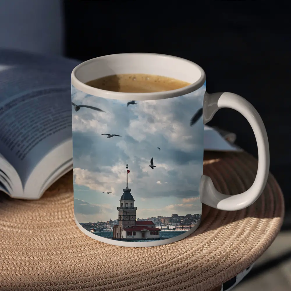 Maiden Tower Istanbul Bosphorus Seagulls Sky – Mugs
