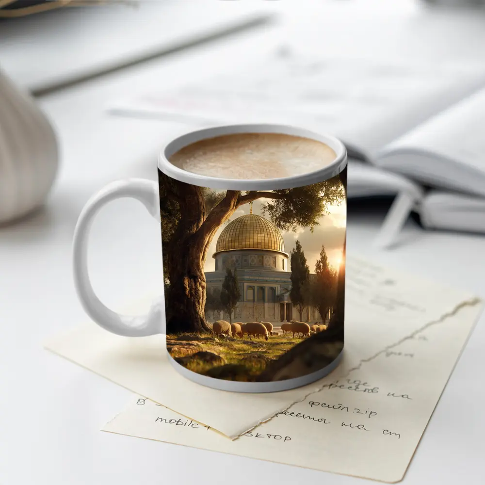 Dome of the Rock Jerusalem Sheep Grazing – Mugs