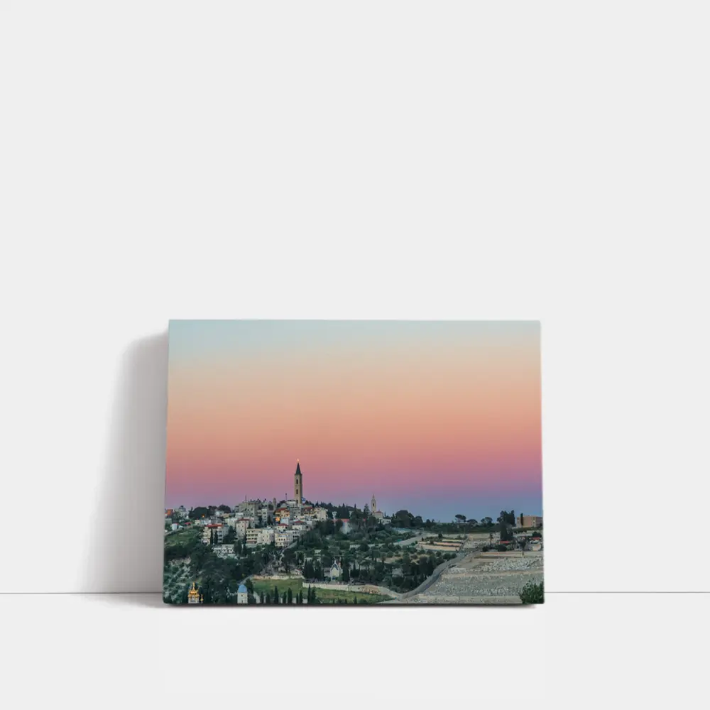 Jerusalem Skyline at Pink Dusk Sunset – Wall Art