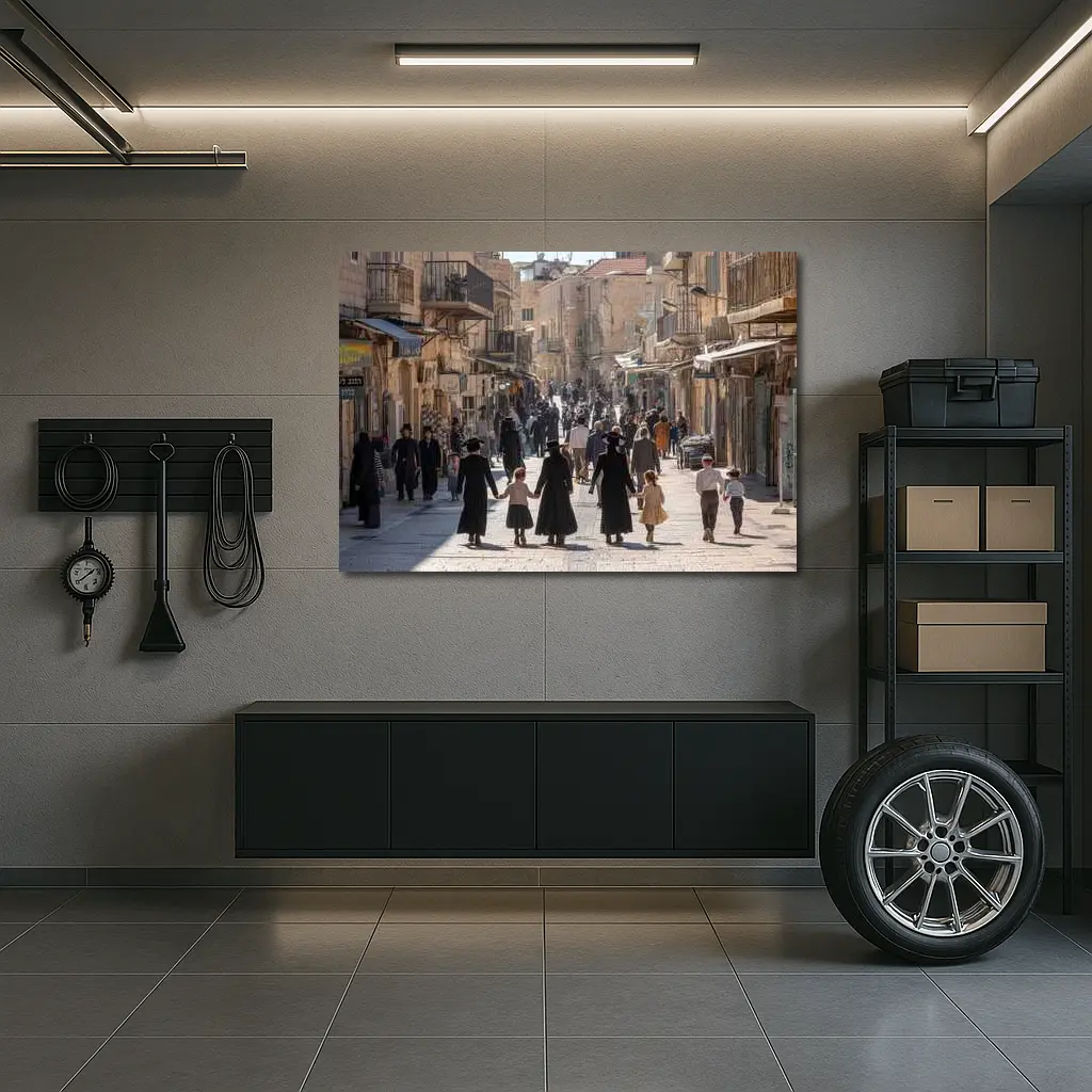Orthodox Jewish Families Walking Jerusalem Old City Street – Wall Art