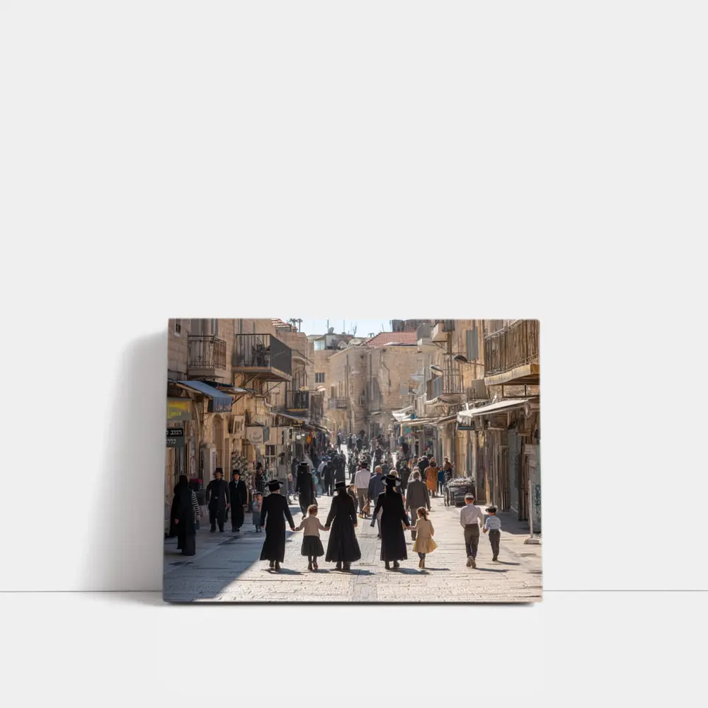 Orthodox Jewish Families Walking Jerusalem Old City Street – Wall Art