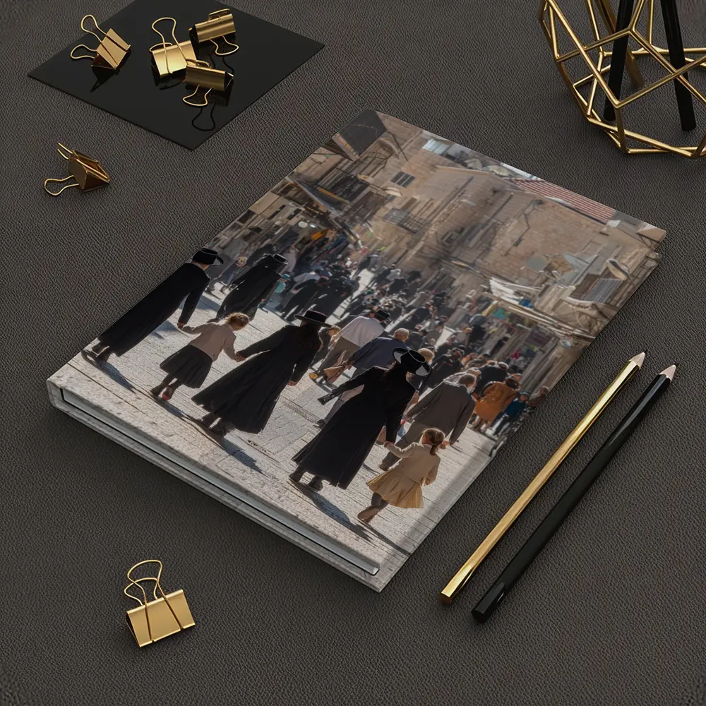 Orthodox Jewish Families Walking Jerusalem Old City Street – Notebooks