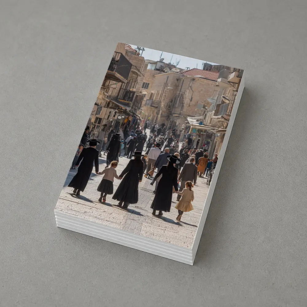 Orthodox Jewish Families Walking Jerusalem Old City Street – Postcards