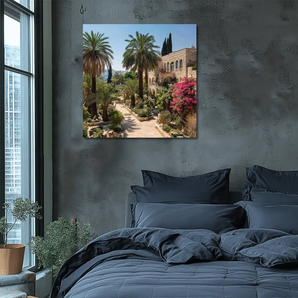 Jerusalem Stone Garden Path Palm Trees – Wall Art