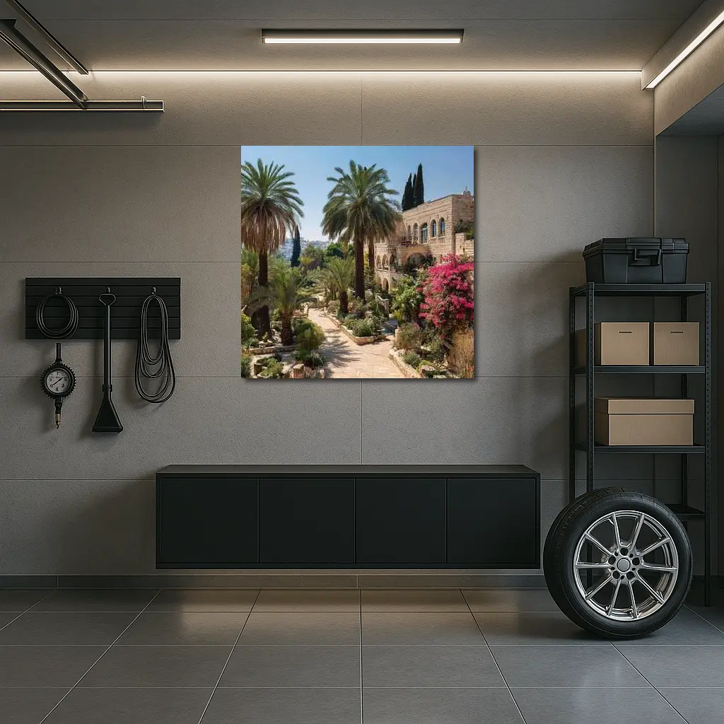 Jerusalem Stone Garden Path Palm Trees – Wall Art