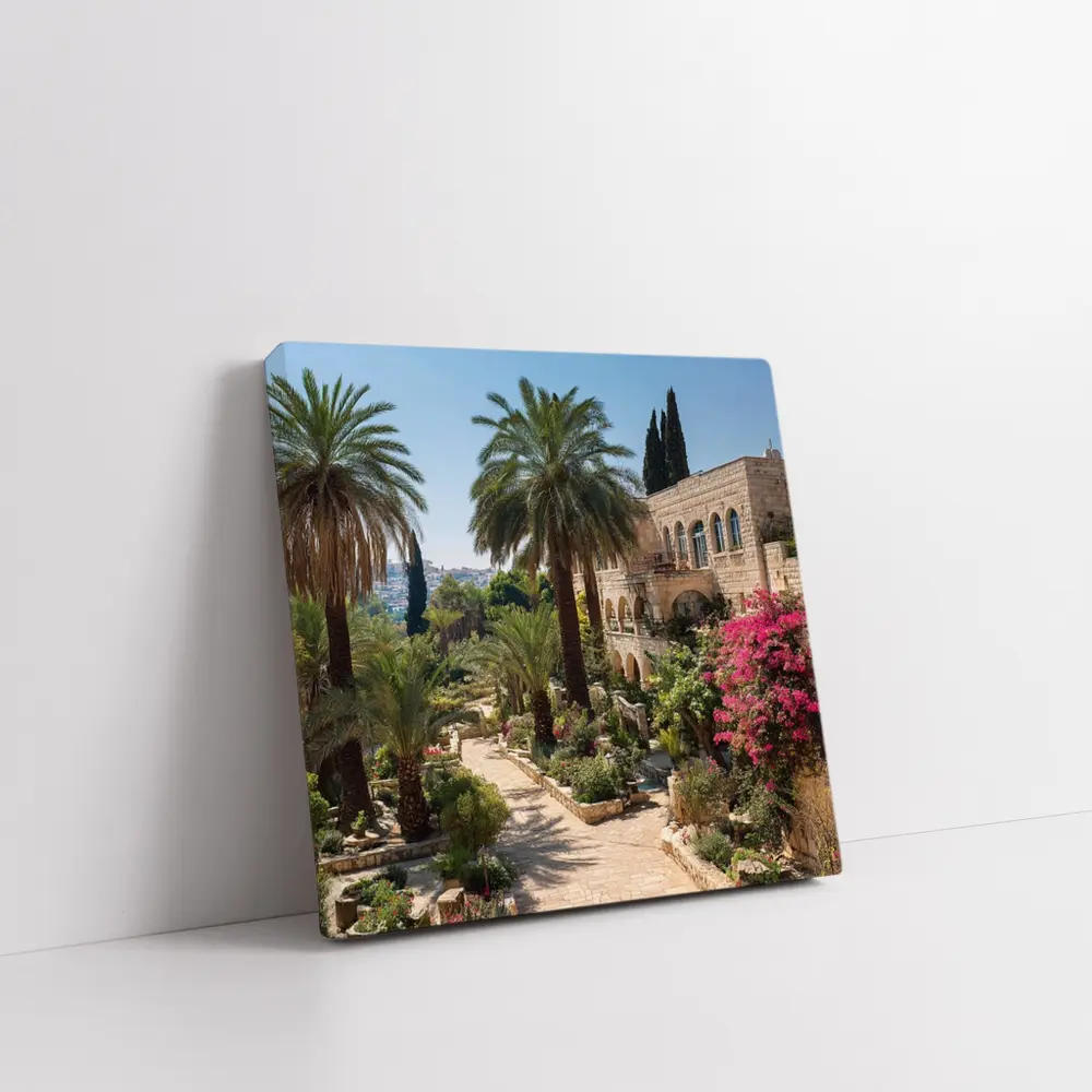 Jerusalem Stone Garden Path Palm Trees – Wall Art