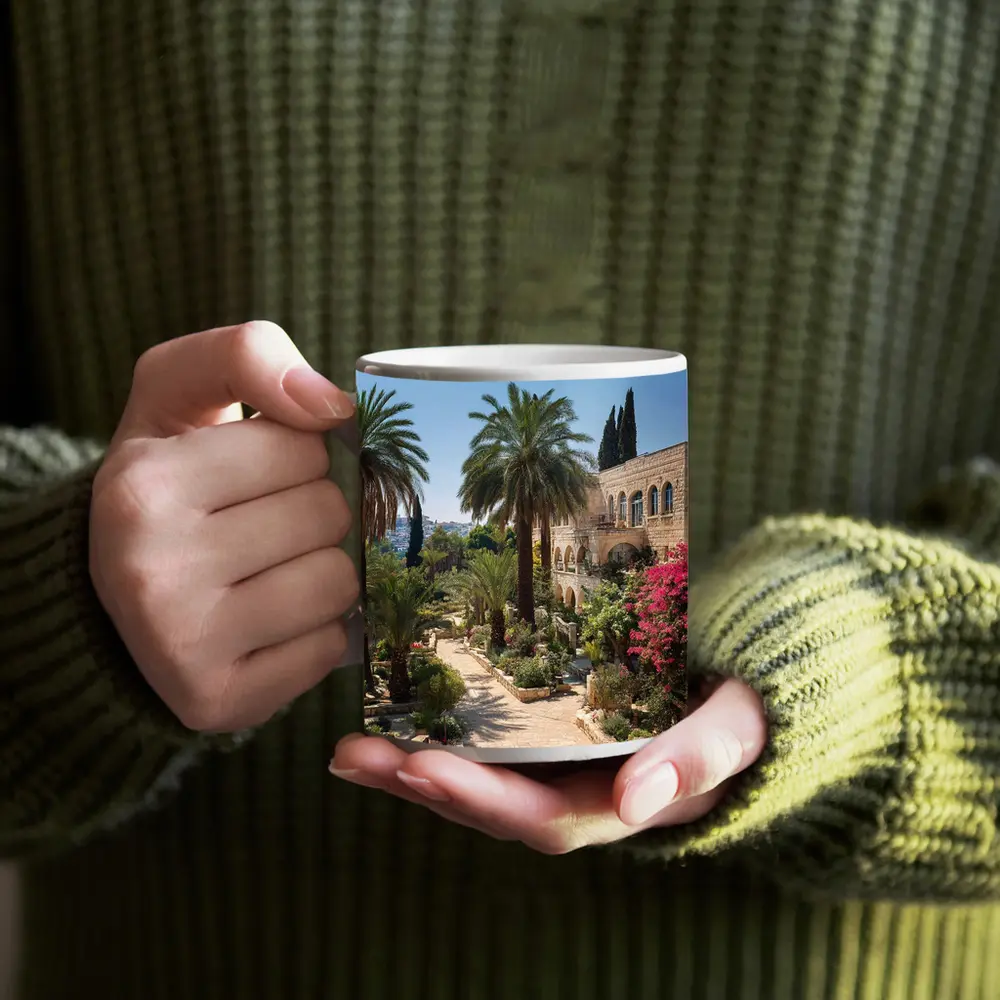 Jerusalem Stone Garden Path Palm Trees – Mugs