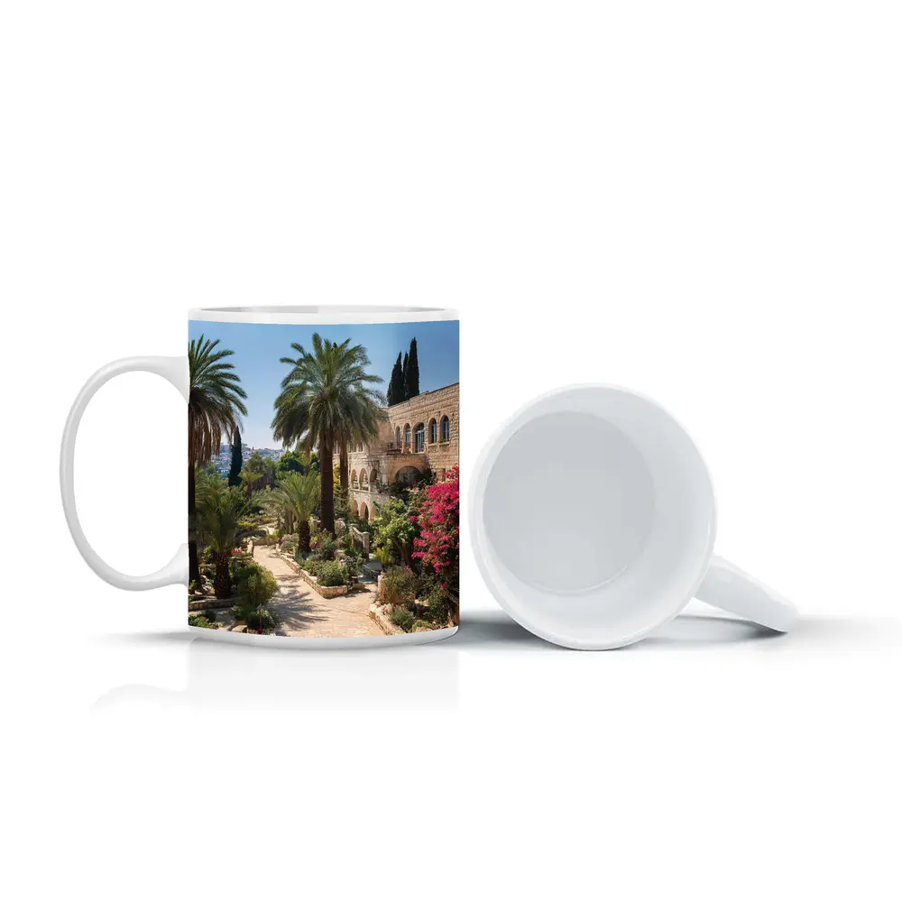 Jerusalem Stone Garden Path Palm Trees – Mugs