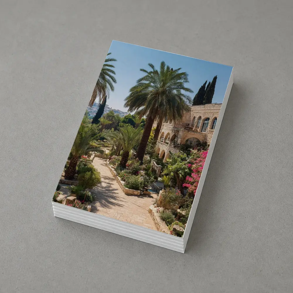 Jerusalem Stone Garden Path Palm Trees – Postcards