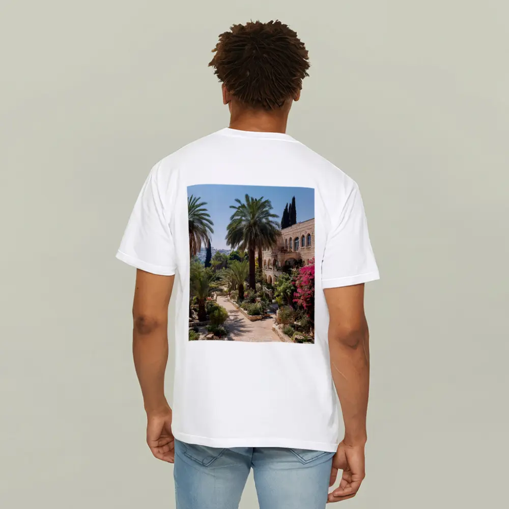 Jerusalem Stone Garden Path Palm Trees – T-Shirts