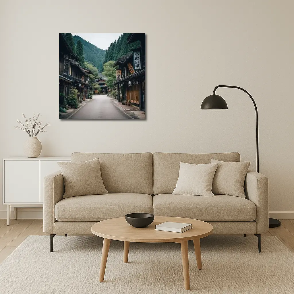 Old Japanese Village Street Mountain Forest – Wall Art