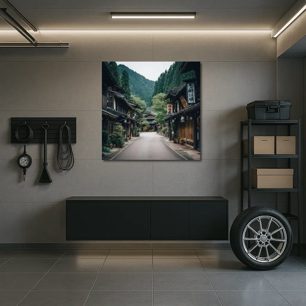 Old Japanese Village Street Mountain Forest – Wall Art