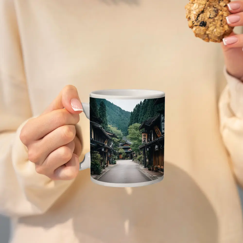 Old Japanese Village Street Mountain Forest – Mugs