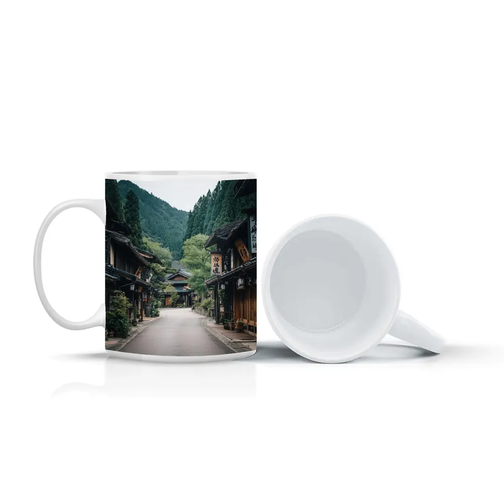 Old Japanese Village Street Mountain Forest – Mugs