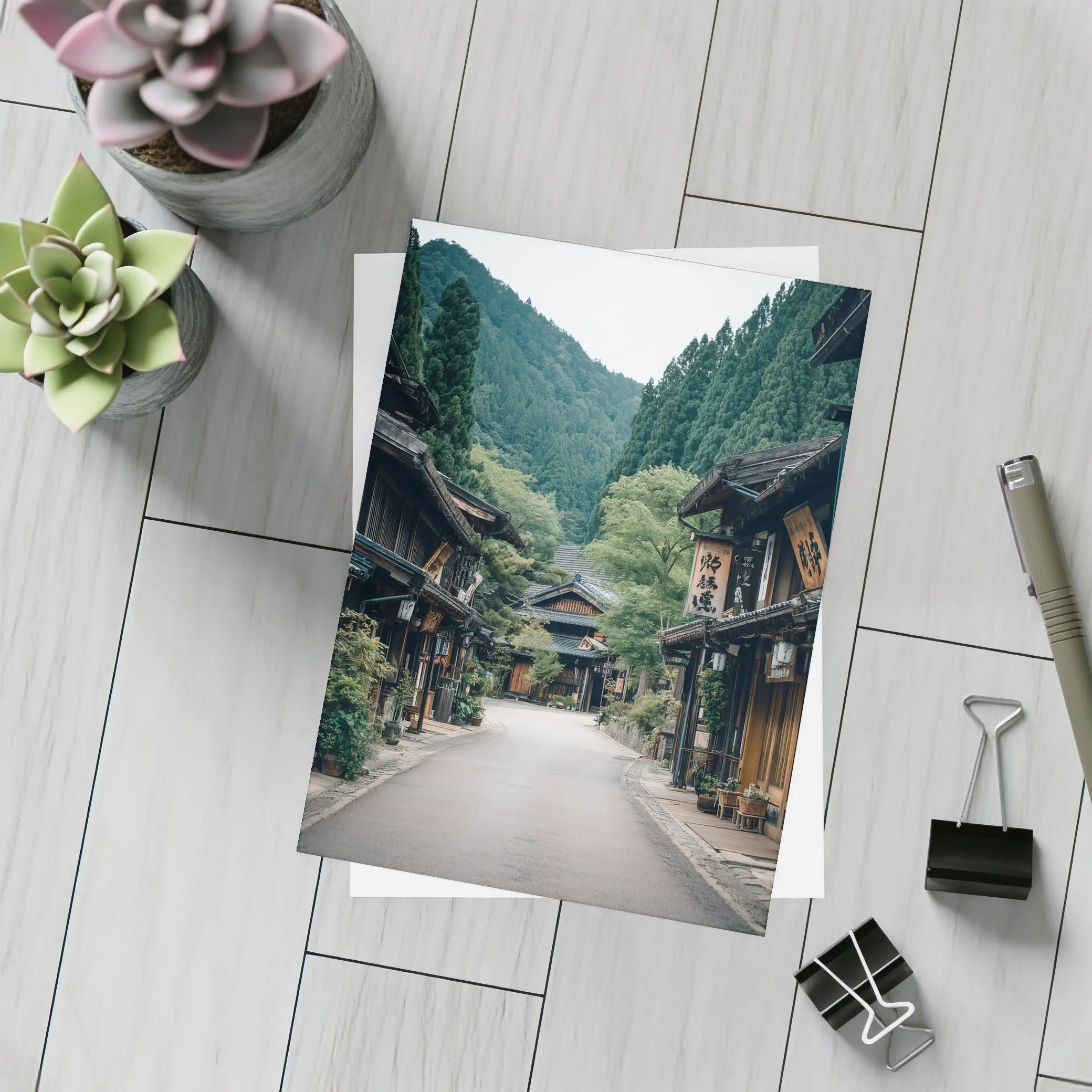 Old Japanese Village Street Mountain Forest – Postcards