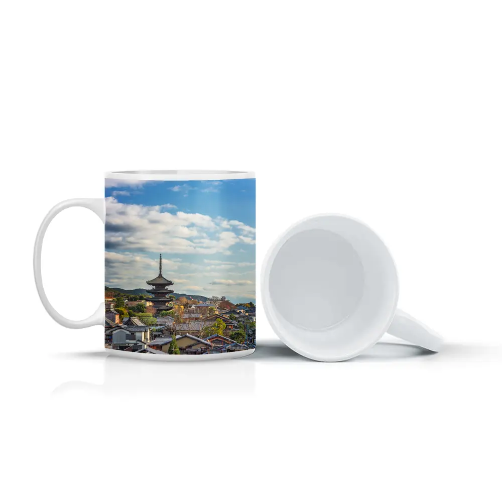 Kyoto Japan Pagoda Rooftops Blue Sky – Mugs