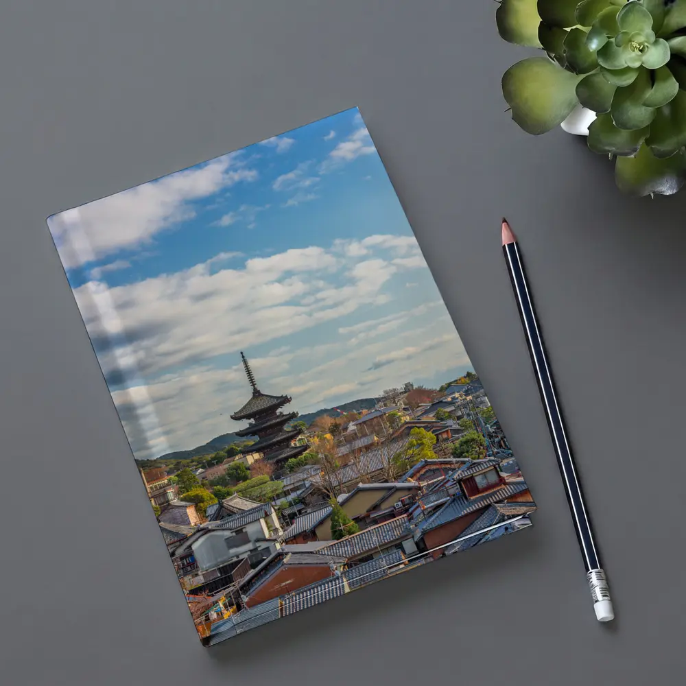 Kyoto Japan Pagoda Rooftops Blue Sky – Notebooks