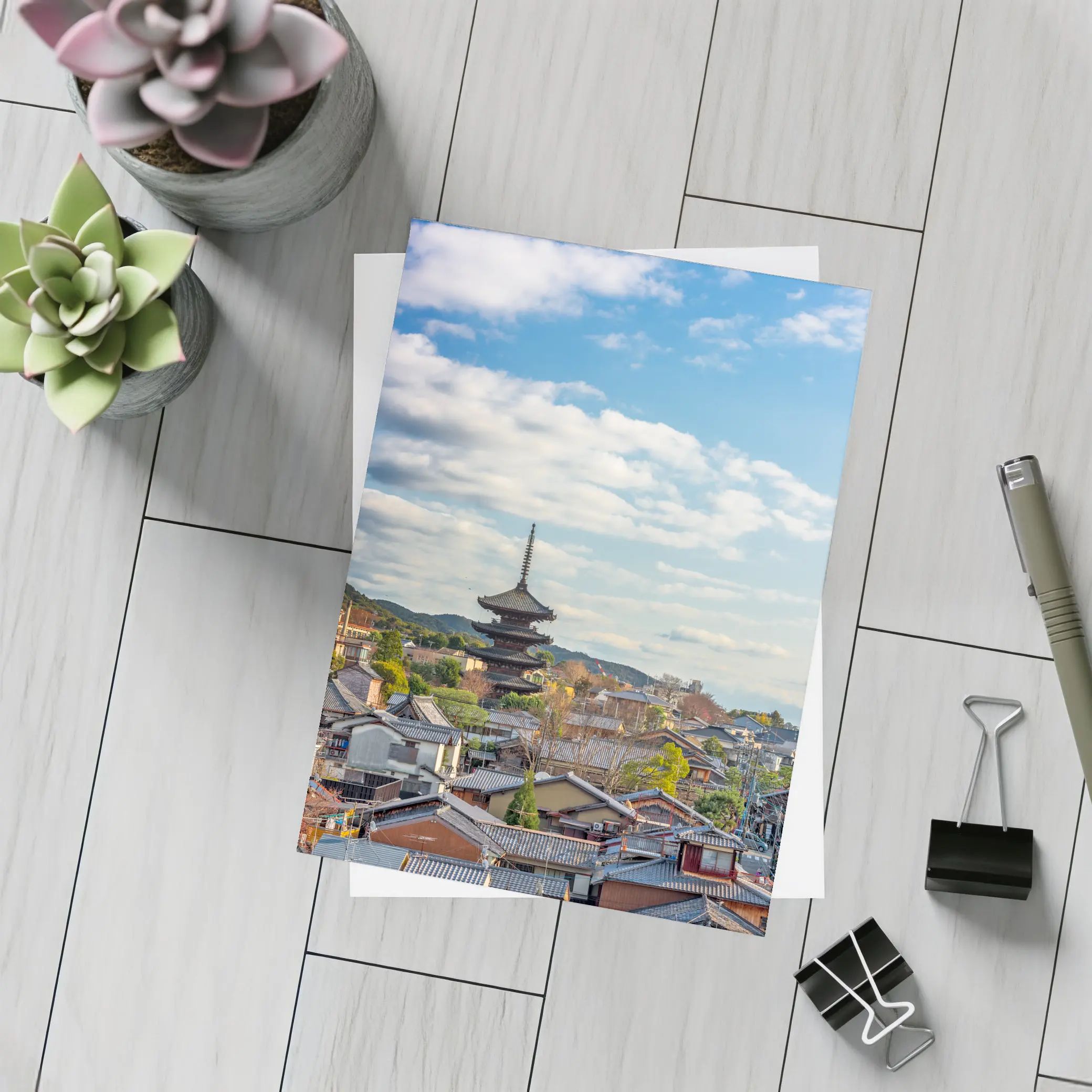 Kyoto Japan Pagoda Rooftops Blue Sky – Postcards