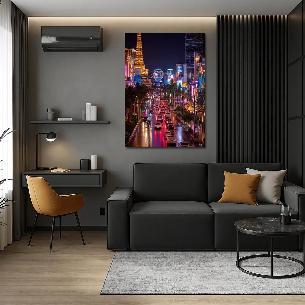 Las Vegas Strip Glowing Neon Night Scene – Wall Art