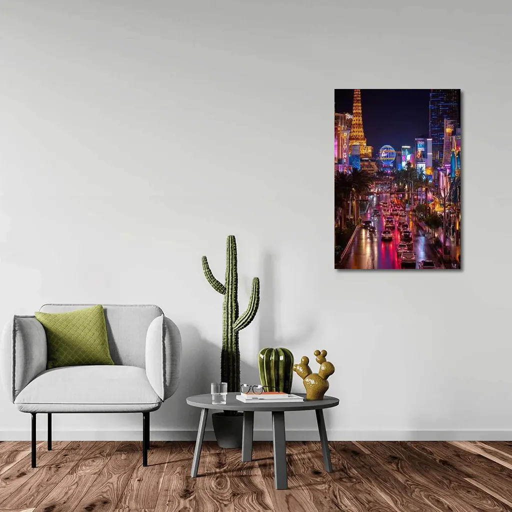 Las Vegas Strip Glowing Neon Night Scene – Wall Art