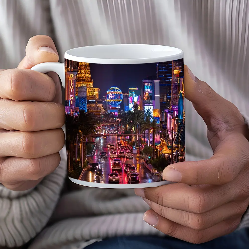 Las Vegas Strip Glowing Neon Night Scene – Mugs
