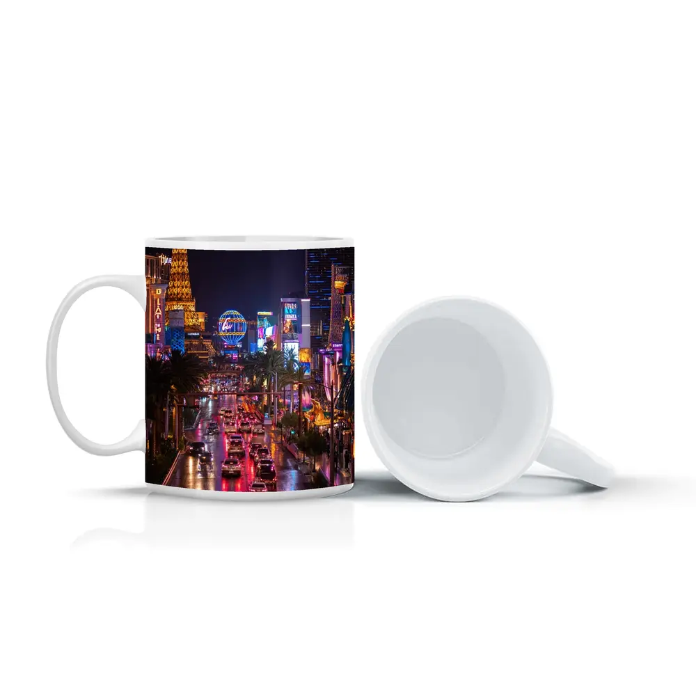 Las Vegas Strip Glowing Neon Night Scene – Mugs