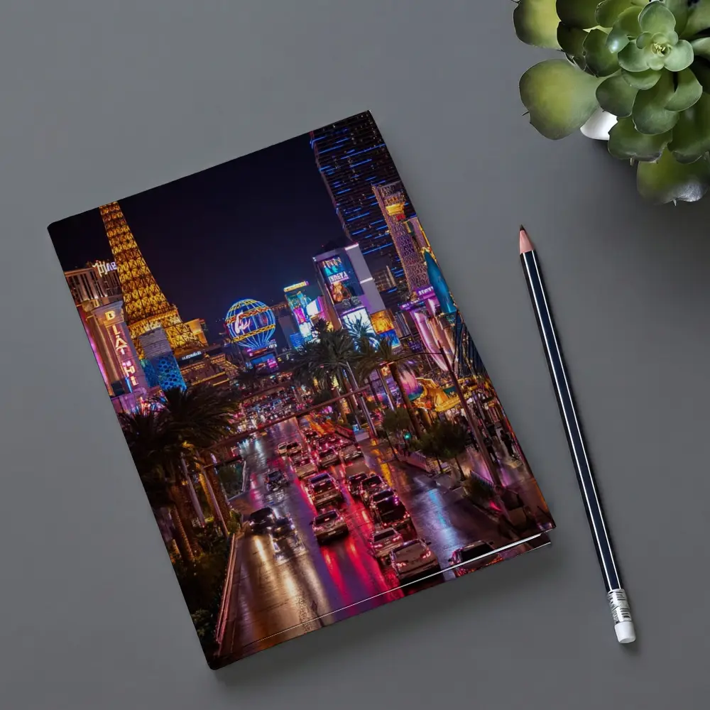Las Vegas Strip Glowing Neon Night Scene – Notebooks