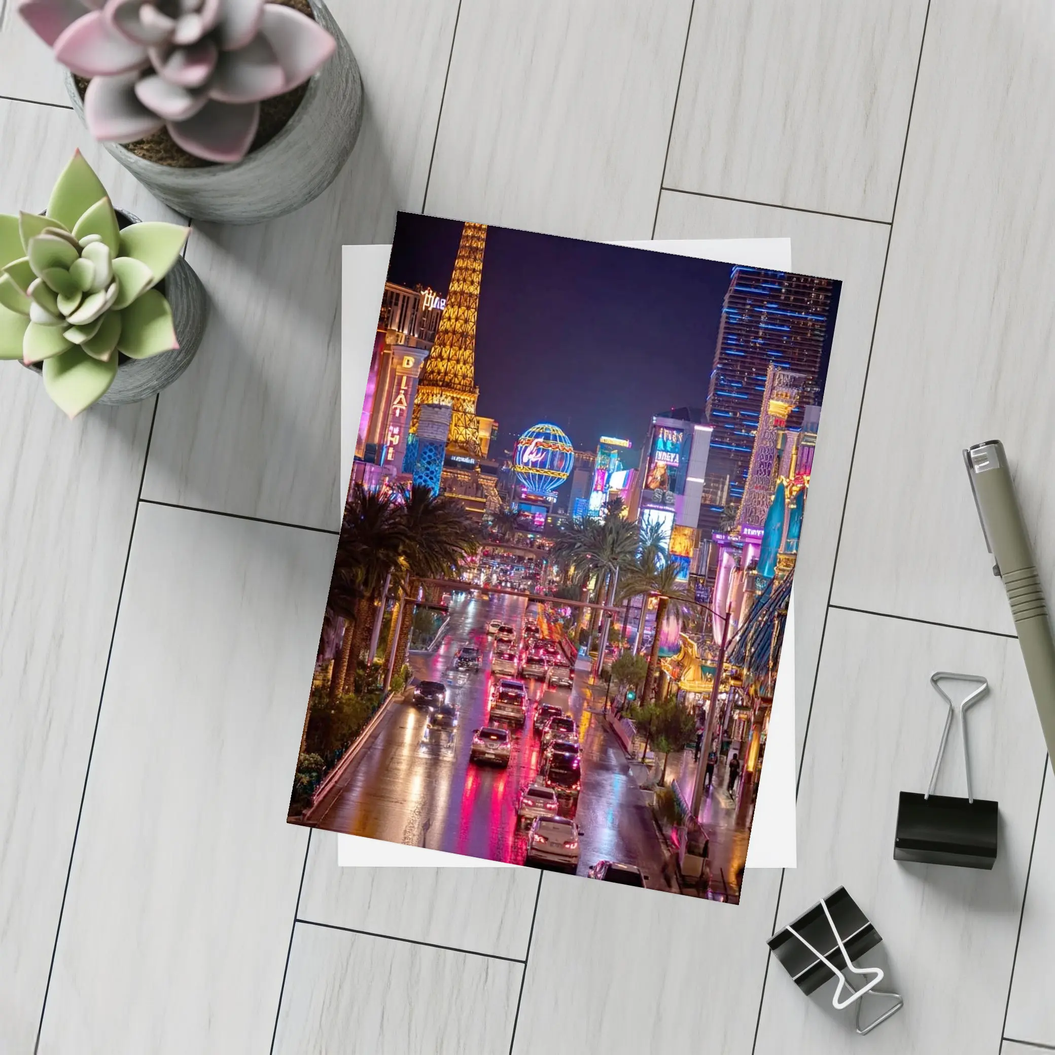Las Vegas Strip Glowing Neon Night Scene – Postcards