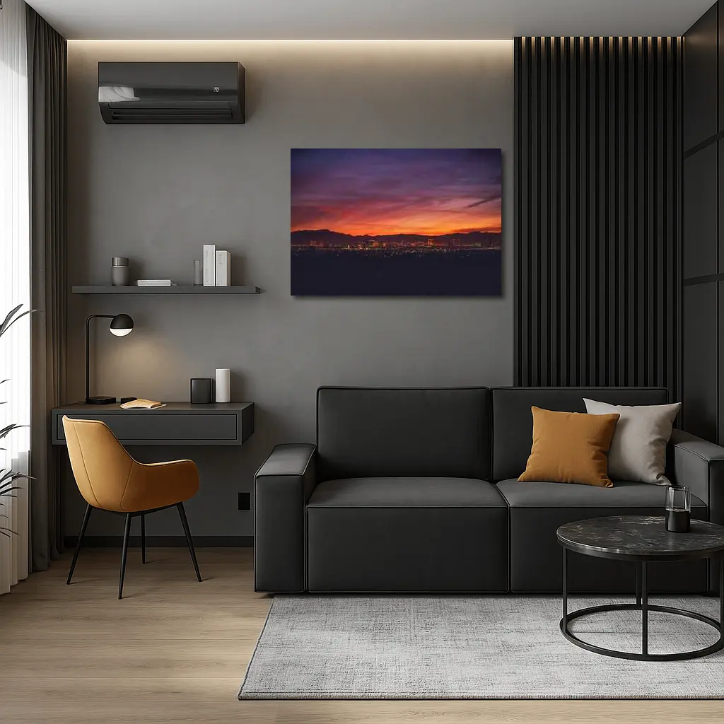 Las Vegas Skyline Fiery Sunset Purple Sky – Wall Art