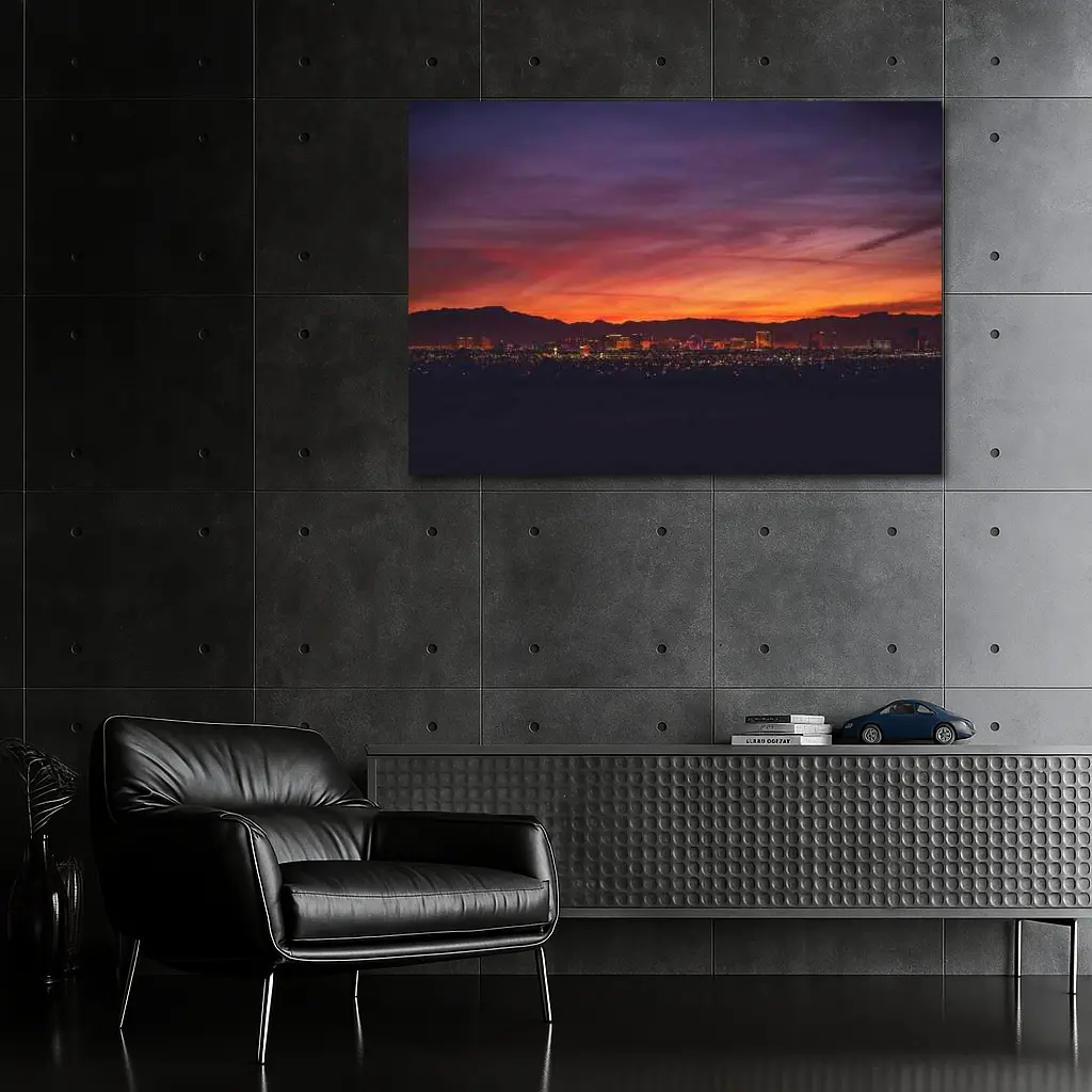 Las Vegas Skyline Fiery Sunset Purple Sky – Wall Art