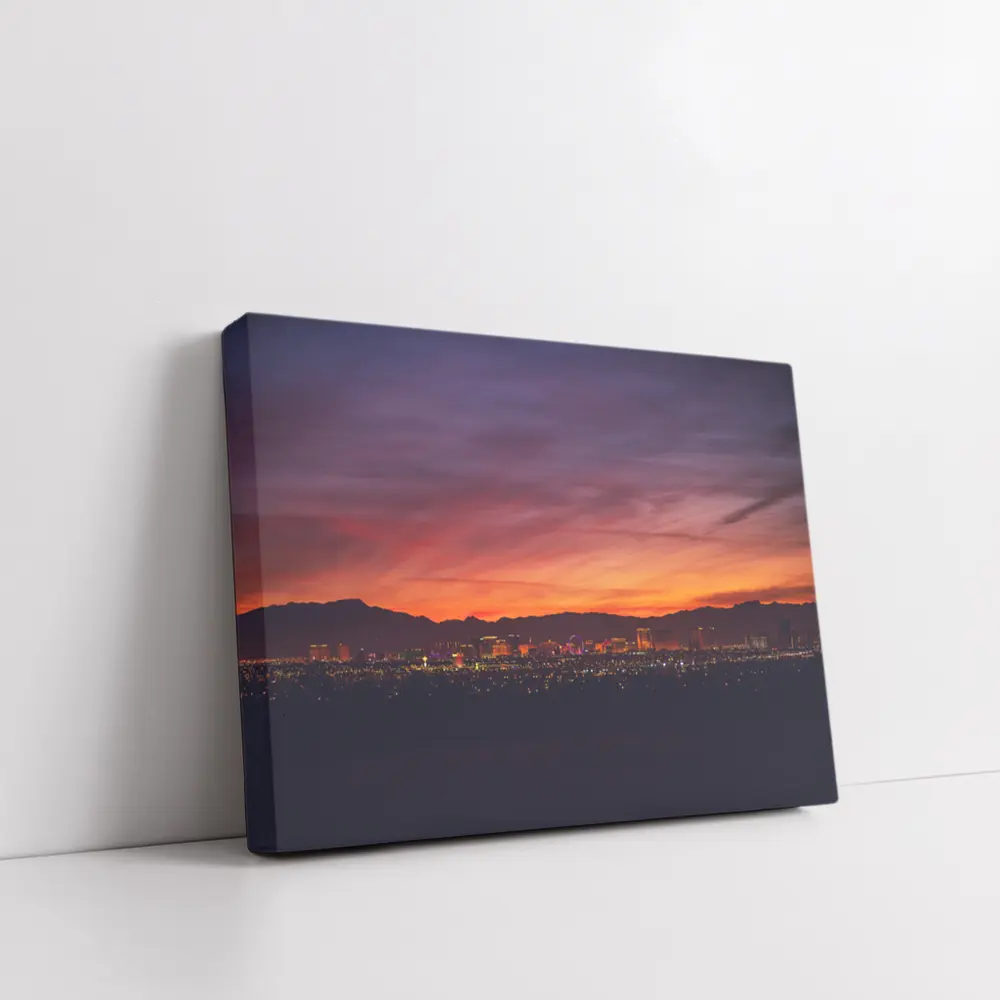 Las Vegas Skyline Fiery Sunset Purple Sky – Wall Art